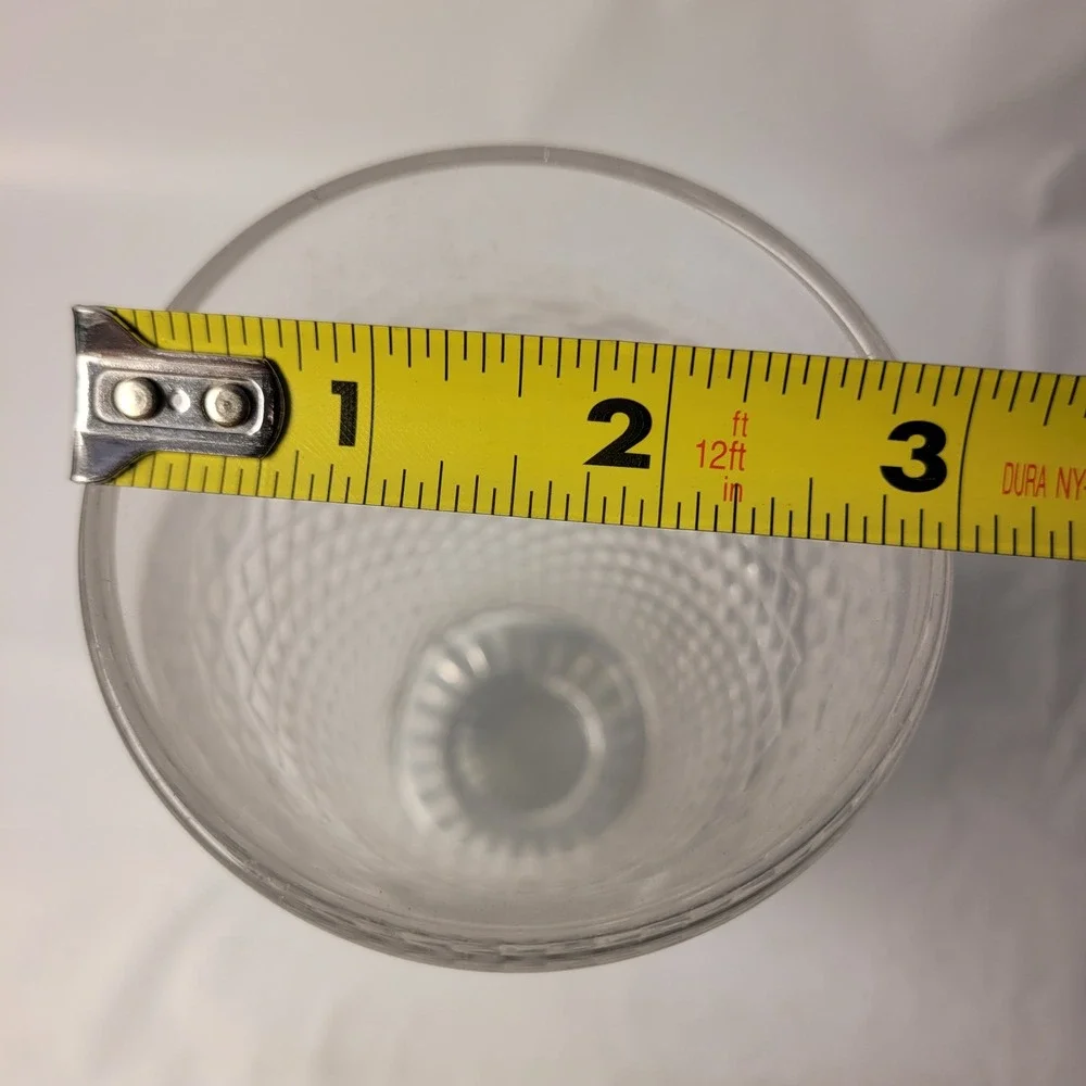 Vintage Imperial Glass Diamond Point‎ Clear Footed Tumbler Square Base 12oz